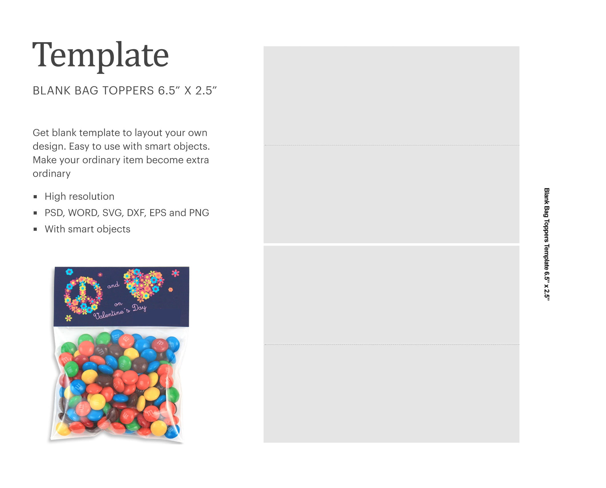6.5 X 2.5 Candy Bag Topper Blank Template Treat - Etsy