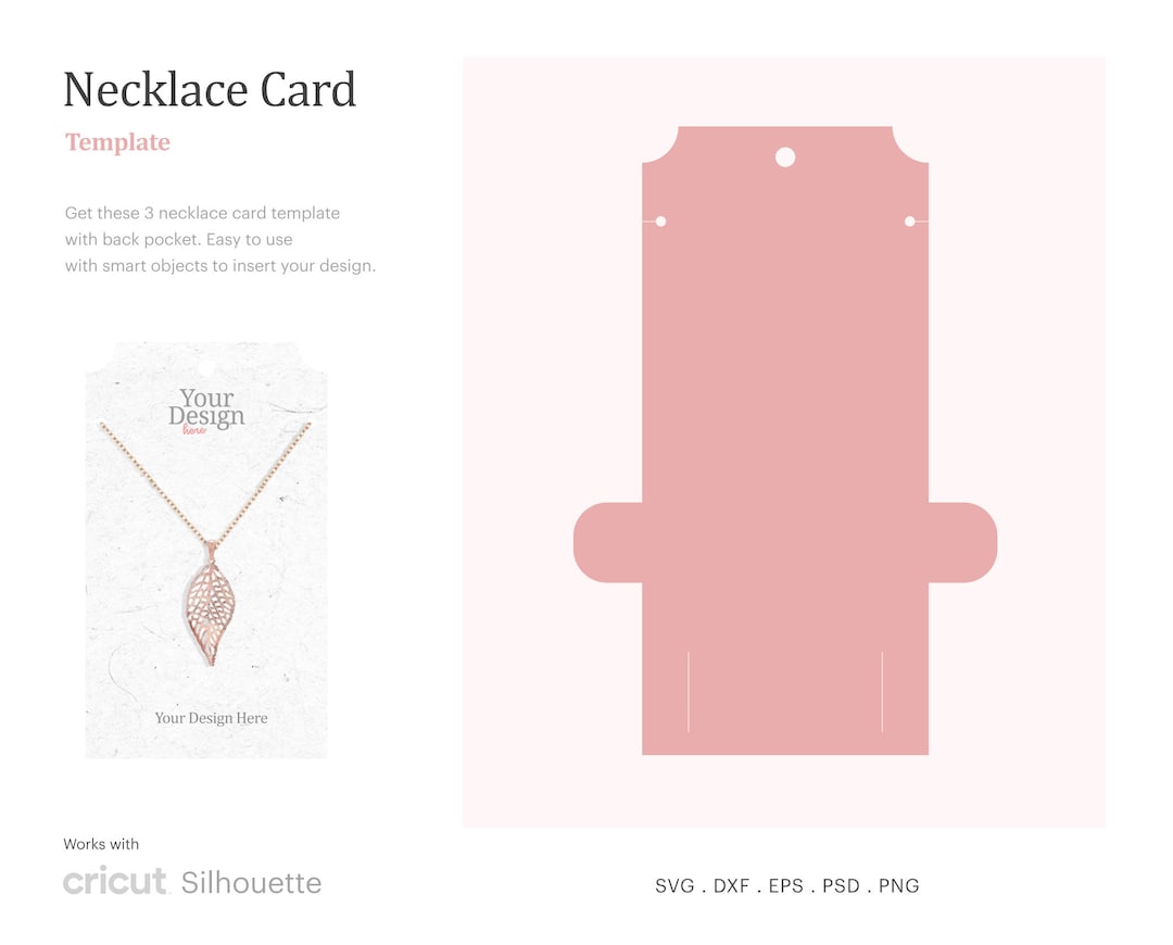 Necklace Display Card With Pocket Blank Template, Necklace Hang Tag SVG ...