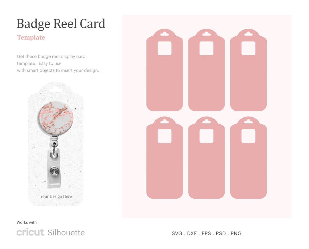 Badge Reel Card 2 X 4.5 Blank Template, Retractable Badge Display