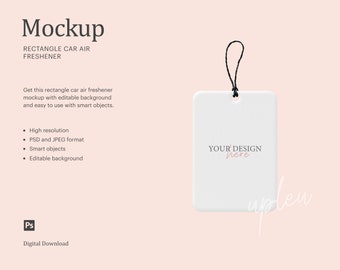 Maqueta de ambientador de coche rectangular, ambientador de coche colgante, maqueta de ambientador de aire / Compatible con Affinity Designer - Objeto inteligente