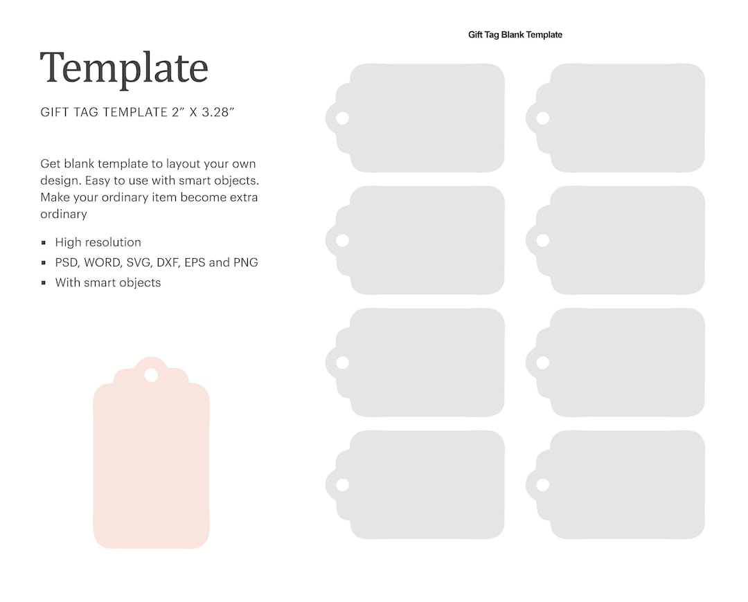 2x3.28 Gift Tag Blank Template Wedding Gift Tag Etsy