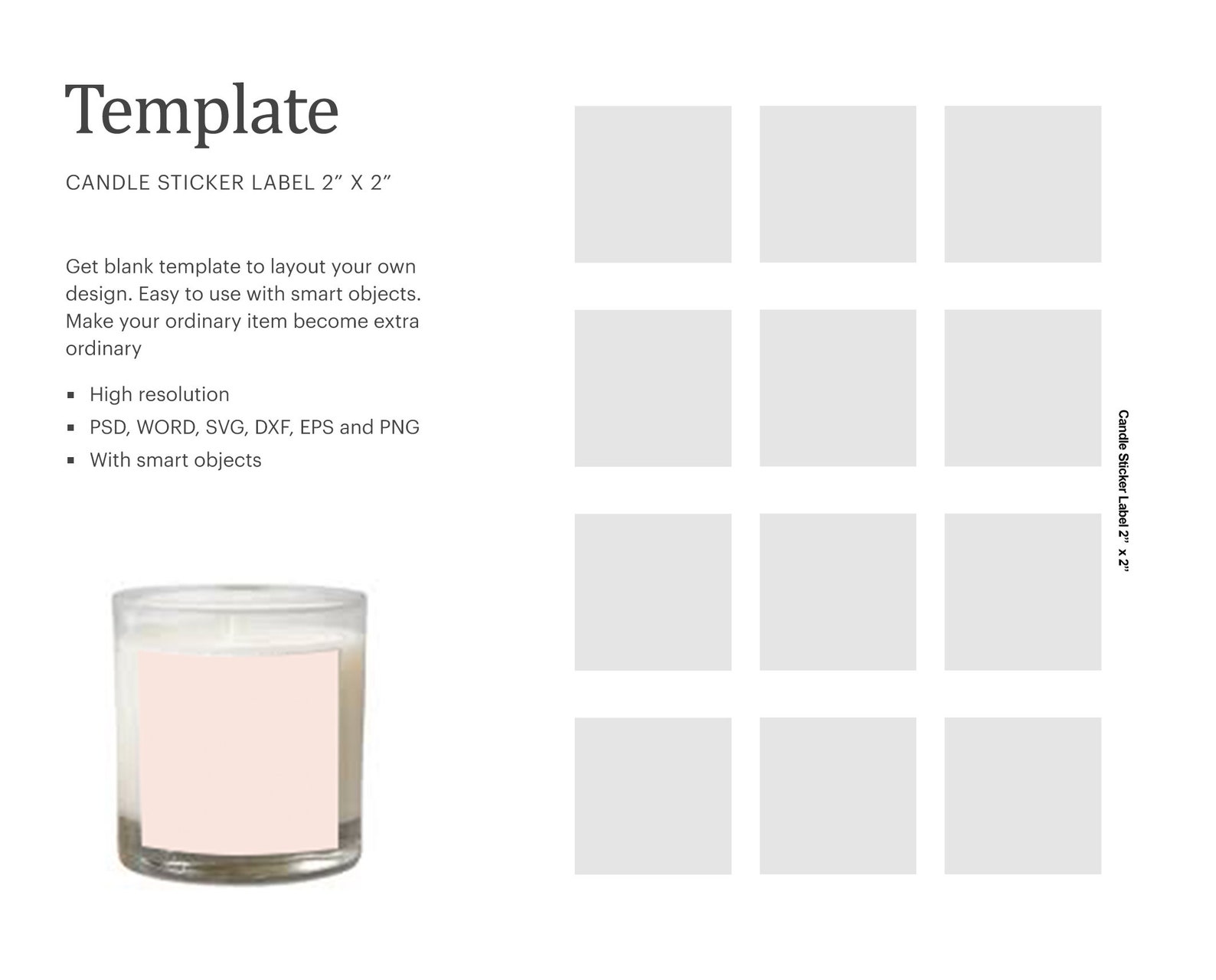 Candle Sticker Label 2 X 2 Blank Label Template Etsy
