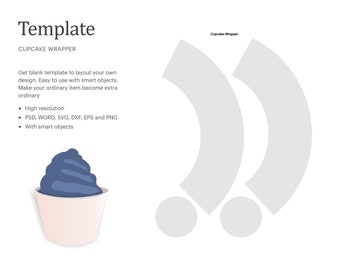Modello di involucro vuoto per cupcake, involucro di cupcake, involucro di torta, favore di partito / Silhouette Cricut / Studio Silhouette / Lettera formato carta