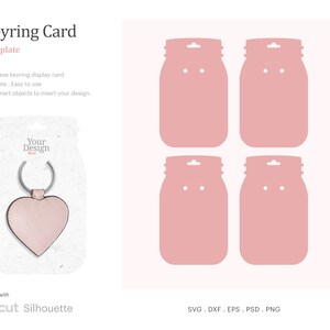 Carte d'affichage porte-clés 3 x 4,79 po. Modèle en forme de pot Mason, porte-clés carte SVG | Silhouette Cricut | Studio de silhouette | SVG, Psd, PNG, Eps, Dxf