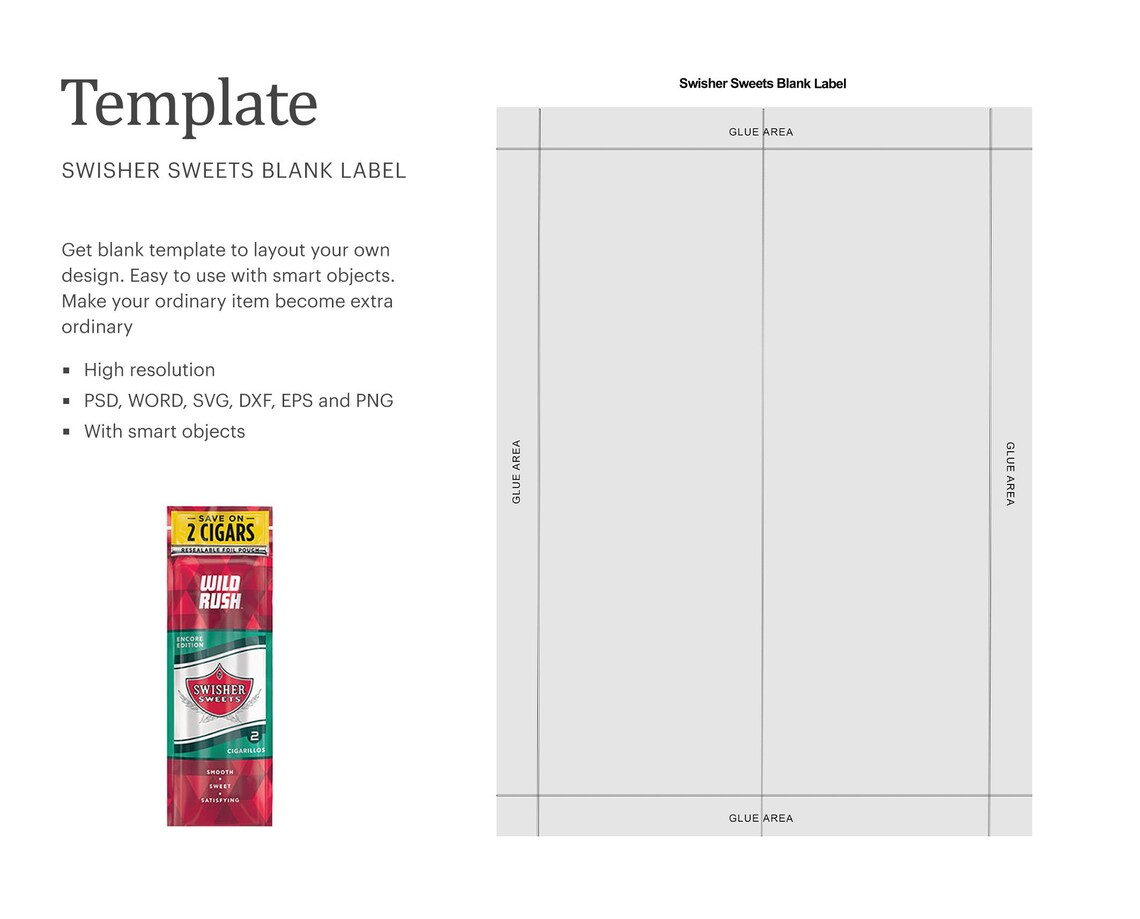 Sweet Cigar Blank Wrapper Template Sweet Cigar Pack Etsy