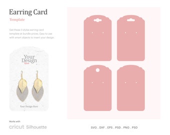 Plantilla de tarjeta de visualización de pendientes, tarjeta de pendientes SVG, soporte de tarjeta de pendientes colgantes, pantalla de pendientes SVG / Cricut Silhouette / Silhouette Studio
