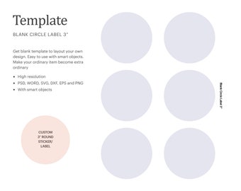 3" Blank Circle Label Template, Round Sticker Label, Circle Collage Sheet | Cricut Silhouette | Silhouette Studio | Paper Size Letter