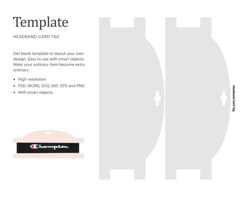 Headband Card Tag Template, Headband Holder Display Blank Template ...