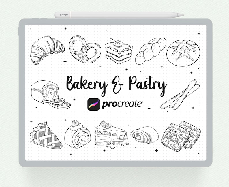 Procreate Stamp, 17 Bakery and Pastry Procreate Brush, Dessert Cake ...