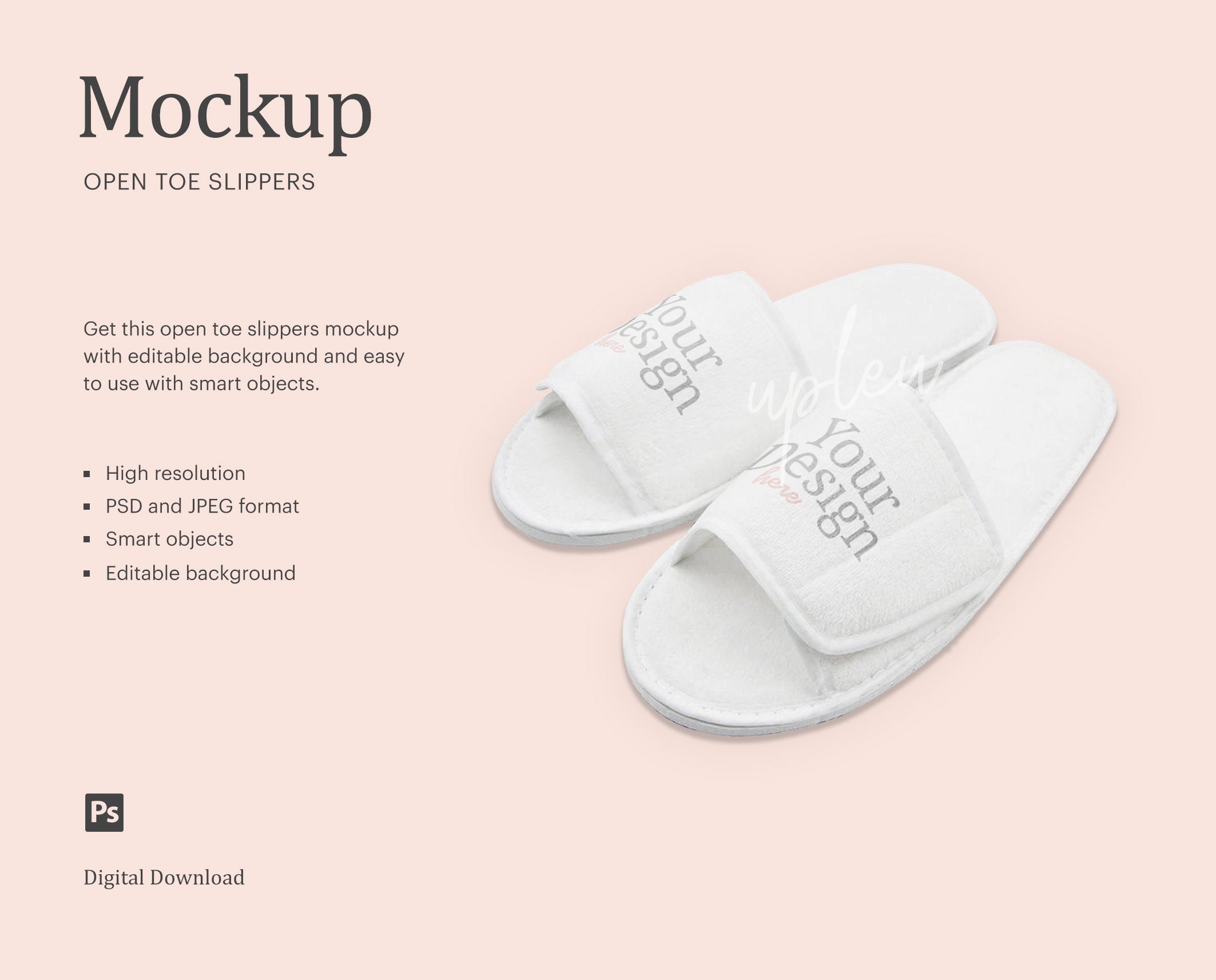 Download Slippers Mock Up Open Toe Slippers Mock Up Hotel Slippers Etsy