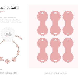 Plantilla de tarjeta de visualización de pulsera con forma de vieira redonda, tarjeta de etiqueta colgante de pulsera SVG / Cricut Silhoutte / Silhouette Studio / SVG, Png, Psd, Dxf