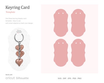 Keyring Holder Card 2.5" x 4.79" Template, Keychain Display, Keyring Card SVG | Cricut Silhouette |Silhouette Studio | SVG, Psd, PNG, Eps