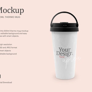 500 ml termosmuggmodell, 17 oz resemuggmodell, isolermuggmodell för resor | Kompatibel med Affinity Designer | Smart Object