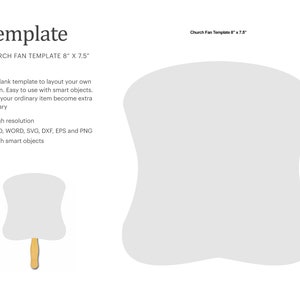 Church Fan Template, Paddle Fan Template, Wedding Fan Blank Template | Cricut Silhouette | Silhouette Studio | Paper Size Letter