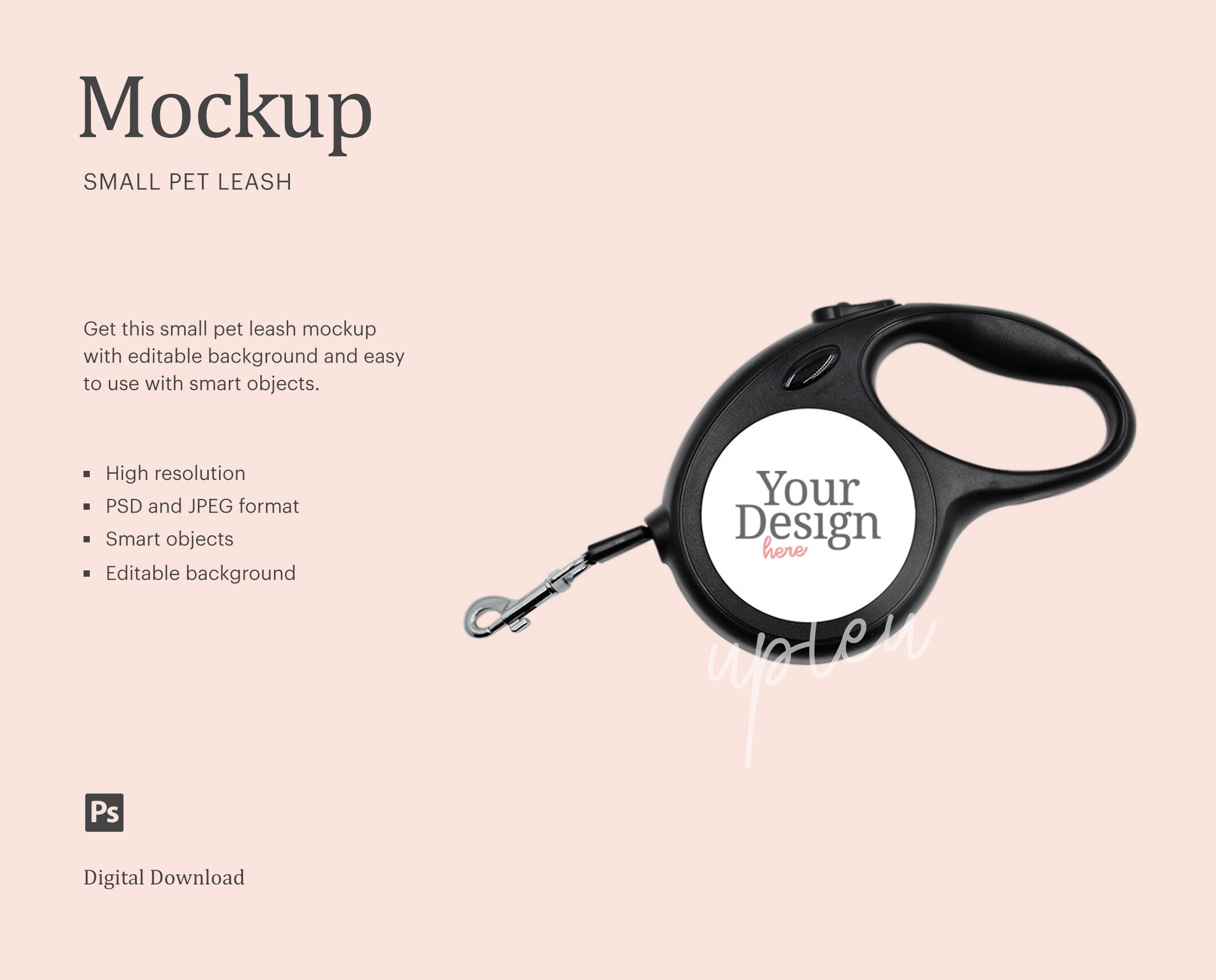 Pet Lash Mock Up Small Pet Leash Mockup Retractable Pet Etsy