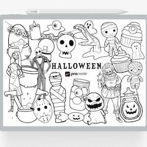 Procreate Stamps, 101 Halloween Procreate Stamp, Friday the 13th Brush Designs, Spooky Halloween Vibe, I Pad Procreate Stamp Brushes