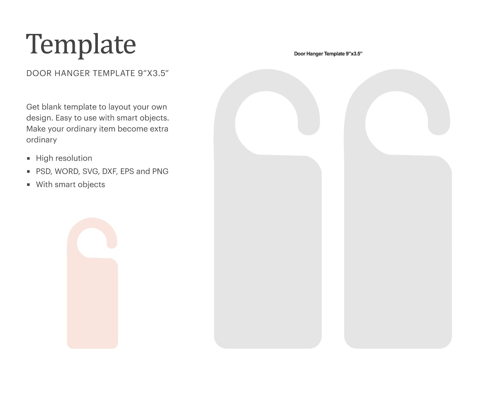 Door Hanger Blank Template 9 X 3.5 Hanging Door Etsy