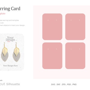 Earring Card Template 3" x 4", Earring Card SVG, Dangle Earring Card Holder, Earring Display SVG, Cricut Silhouette, Psd, SVG, Png, Dxf