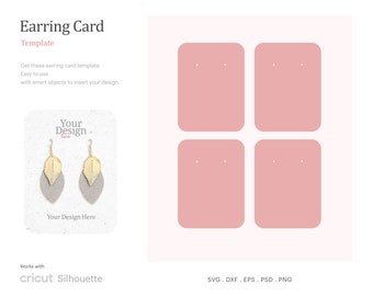 Earring Card Template 3" x 4", Earring Card SVG, Dangle Earring Card Holder, Earring Display SVG, Cricut Silhouette, Psd, SVG, Png, Dxf