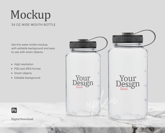 34oz Wide Mouth Water Bottle Mockup Sport Water Bottle Etsy