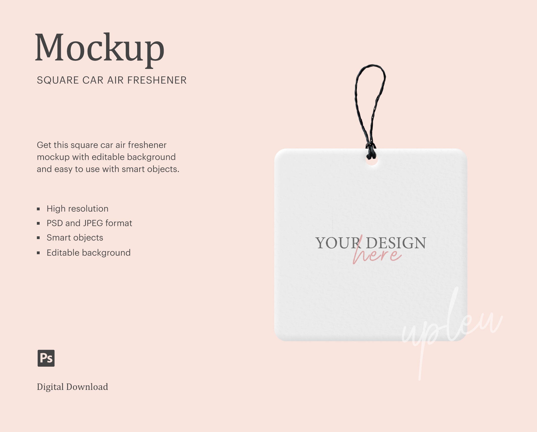 Download Square Car Air Freshener Mock Up Hanging Car Air Freshener Etsy