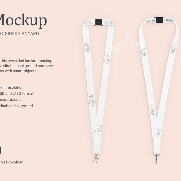 Lanyard Mock Up, Breakaway Lanyard Mock Up, Neck Strap Mock Up, Phone Strap Mock Up / Compatibile con Affinity Designer / Smart Object