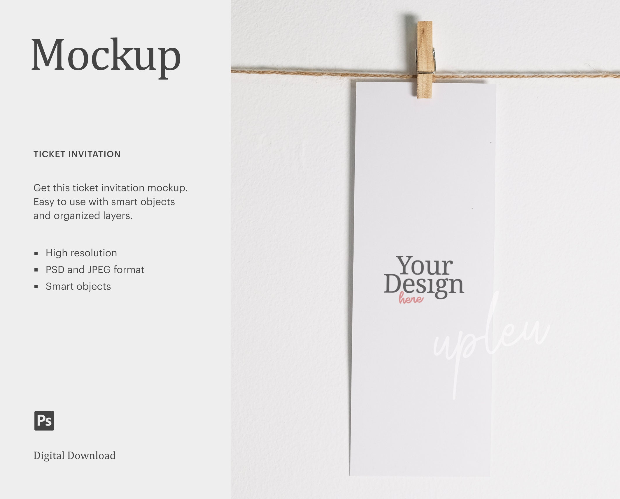 Download Note Card Mock Up 2.5x7 Bookmark Mockup Ticket Mockup | Etsy