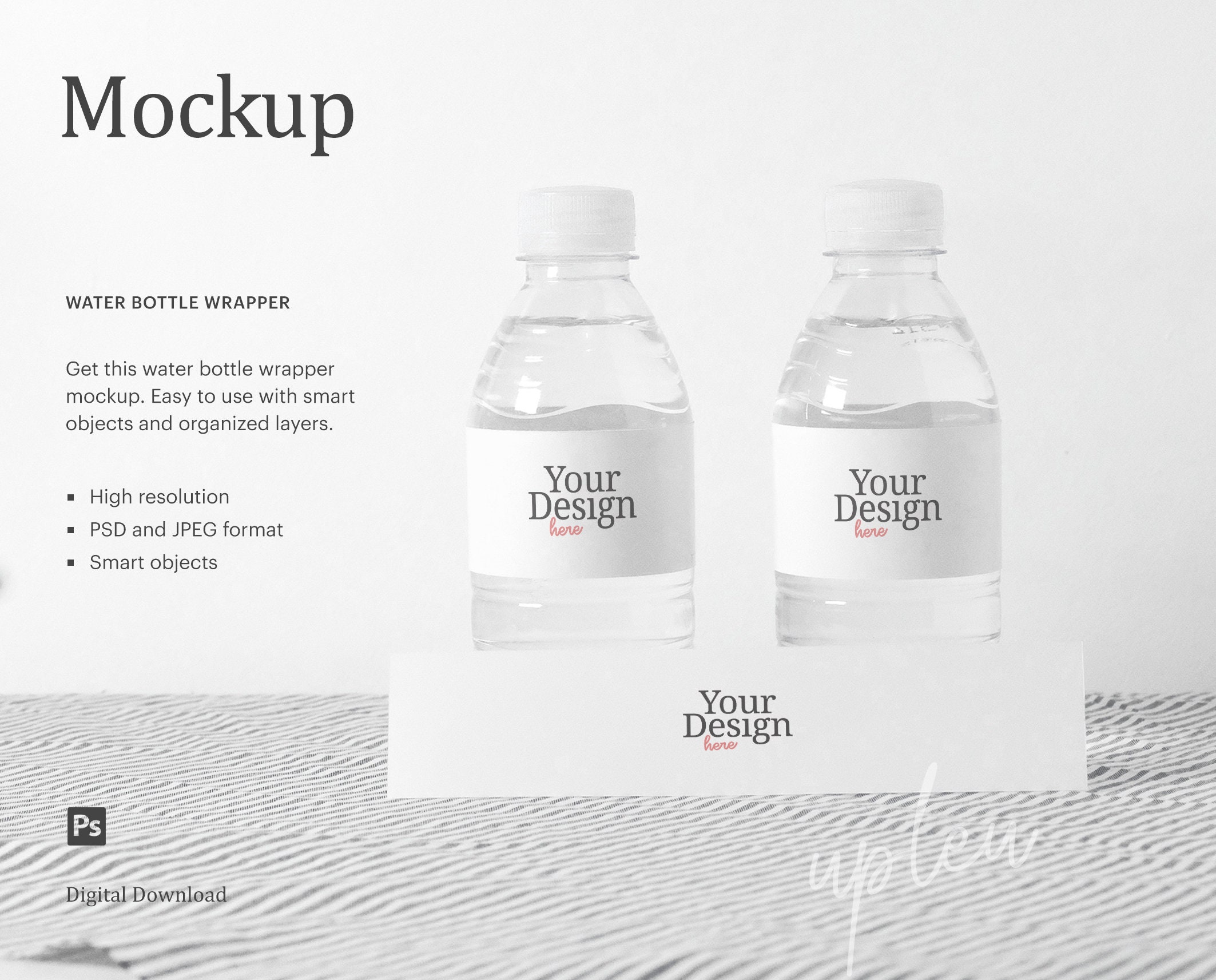Download Water Bottle Wrapper With Table Tent Mockup Water Bottle Etsy