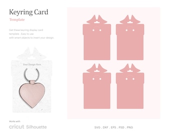 Keyring Display Card 3" x 4.79" Template Gift Box Shape, Keyring Card SVG | Cricut Silhouette |Silhouette Studio | SVG, Psd, PNG, Eps, Dxf