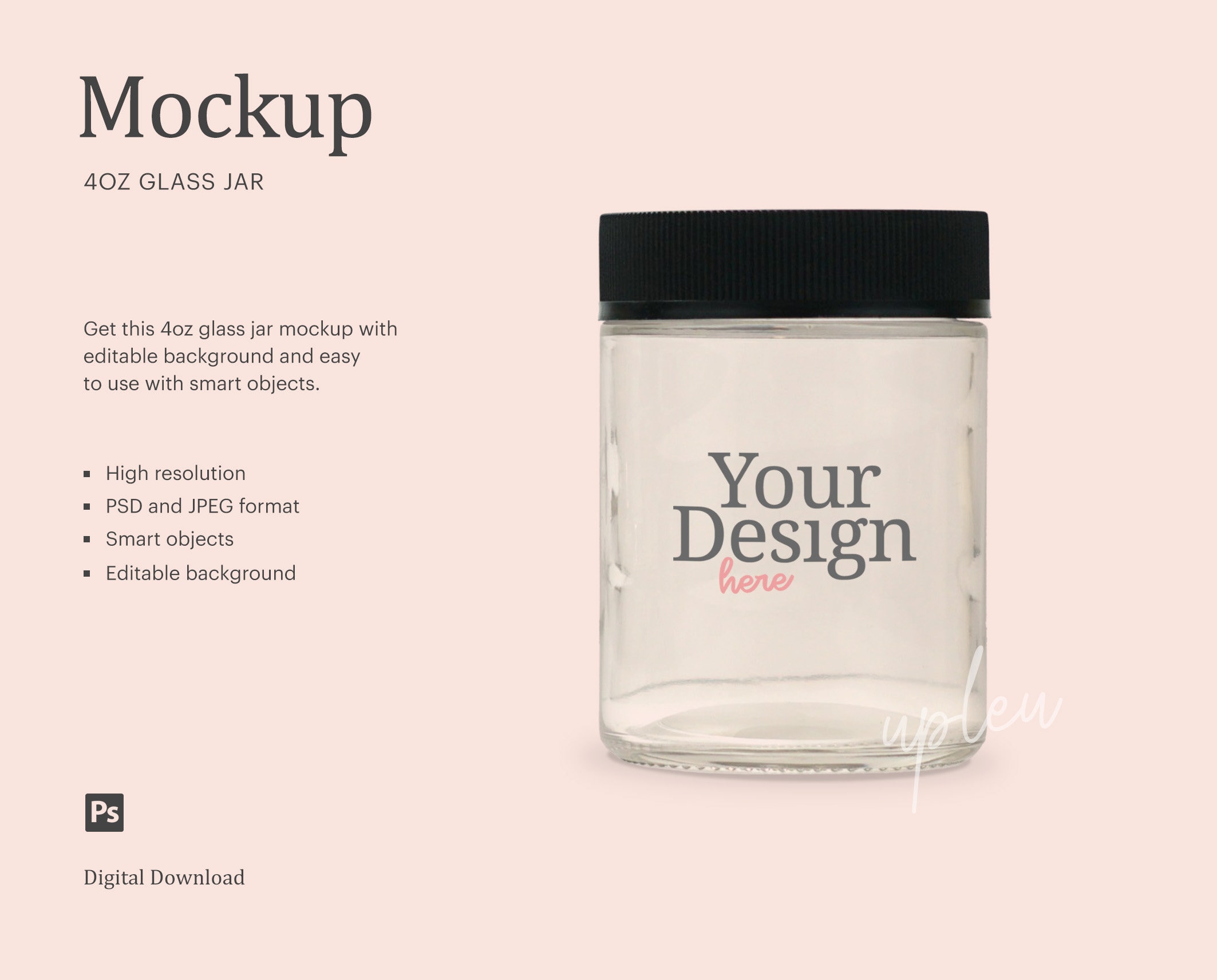 Download 4 Oz Glass Jar Mock Up Cream Jar Mock Up Pot Cosmetic Glass Etsy