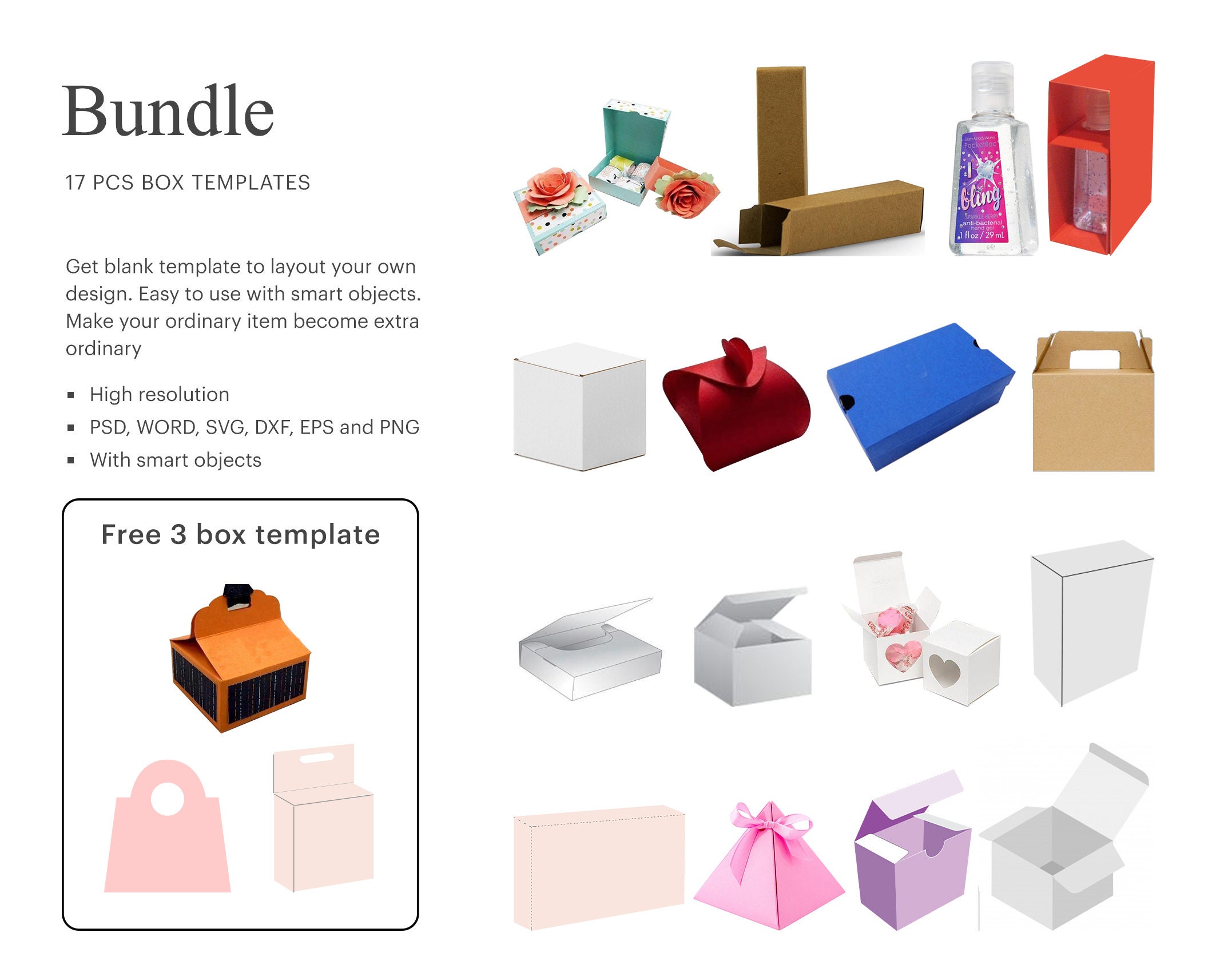BUNDLE 21 Blank Box Template, Party Gift Box Template, Mini Packaging Box  Blank Template, Souvenir Box Template - Free 21 Box Template Within Blank Packaging Templates