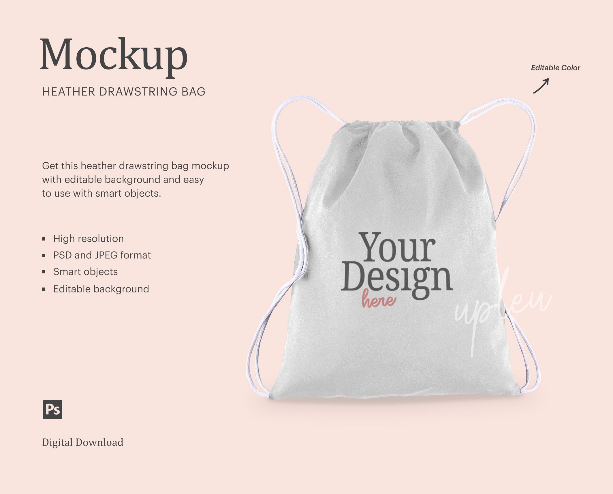 Heather Drawstring Bag Mockup Drawstring Pouch Mockup Bag Etsy
