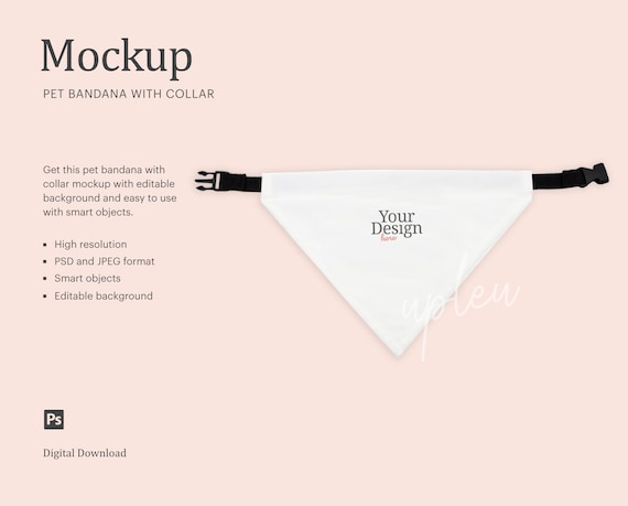 Pet Collar Mock Up, Pet Collar Bandana Mock Up, Pet Bandana Mock Up | Compatible With Affinity Designer - Smart Object