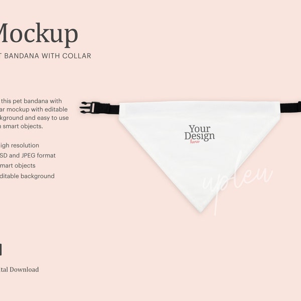 Pet Collar Mock Up, Pet Collar Bandana Mock Up, Pet Bandana Mock Up | Compatible With Affinity Designer - Smart Object