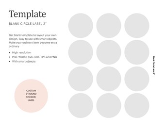 2" Blank Circle Label Template, Circle Collage Sheet, Multipurpose Blank Label | Cricut Silhouette | Silhouette Studio | Paper Size Letter