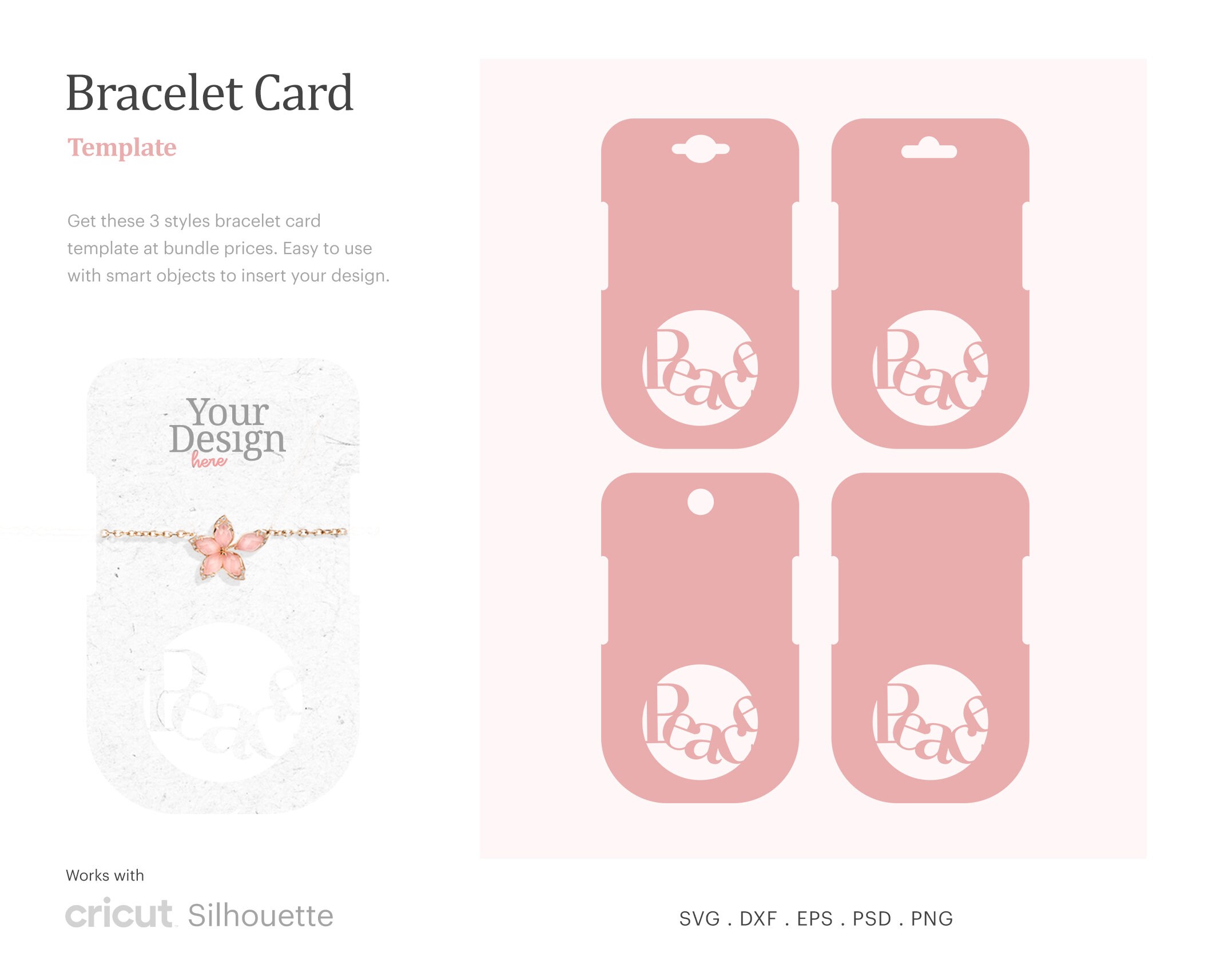 Bracelet Card Template Bracelet Hang Tag Card SVG Bracelet Etsy