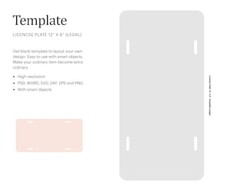 Car License Plate 12&quot; x 6&quot; Blank Template, Car Licence Plate Blank Template | Cricut Silhouette | Silhouette Studio | Paper Size Letter
