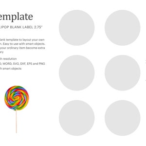 2.75&quot; Swirl Lollipop Label Template, Party Favor Lollipop Label Template | Cricut Silhouette | Silhouette Studio | Paper Size Letter