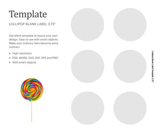 2.75" Swirl Lollipop Label Template, Party Favor Lollipop Label Template | Cricut Silhouette | Silhouette Studio | Paper Size Letter