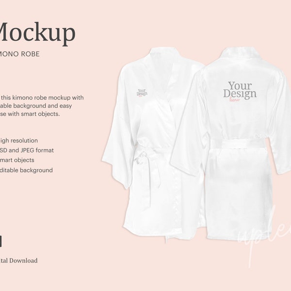 Kimono Robe Mockup, Bath Suit Mock Up, Bath Cloth Mock Up, Bathrobe Mockup | Compatible With Affinity Designer - Smart Object
