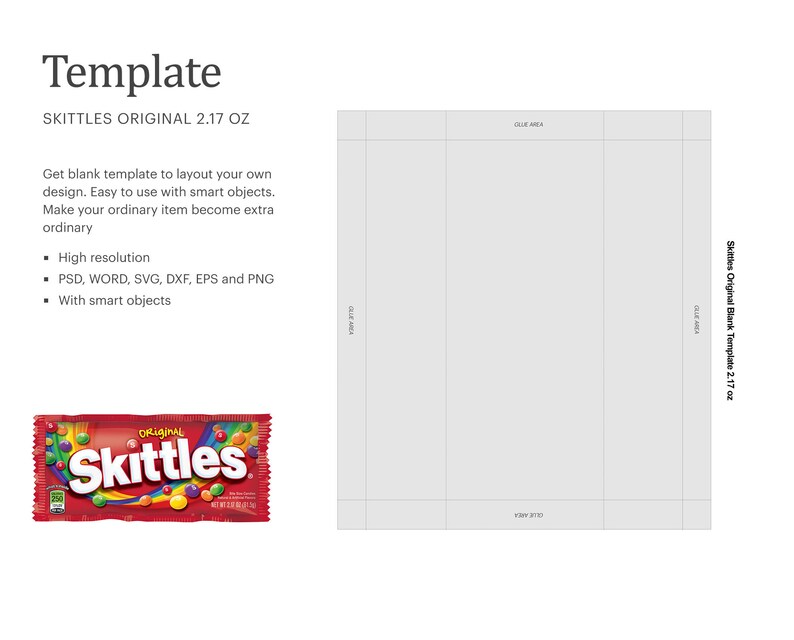 Download Skittles Original 2.17oz Wrapper Template Paper Size | Etsy