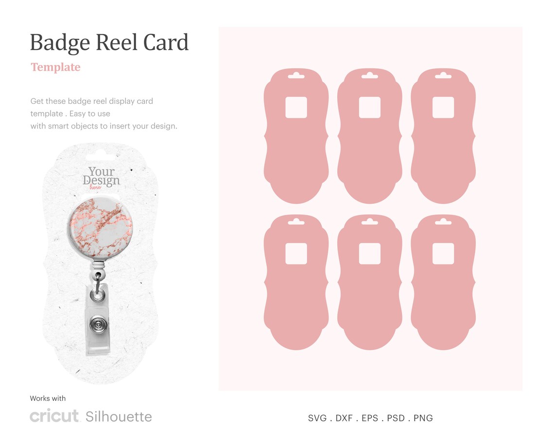 Badge Reel Card Blank Template Retractable Badge Display Card Etsy