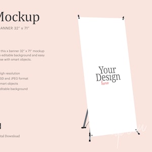 X Banner Mock Up, Standing Banner Mock Up, X Banner Stand Mock Up, Standing X Banner Mock Up | Editable Background | Smart Object