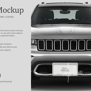 License Plate Frame Mock Up, License Plate On Front Car Mock Up, Sublimation Mock Up, Car Accessories Mockup | Editable Color | Smart Object