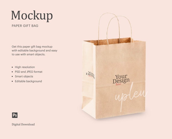 Download Paper Gift Bag Mock Up Party Gift Bag Mockup Craft Paper Bag Etsy