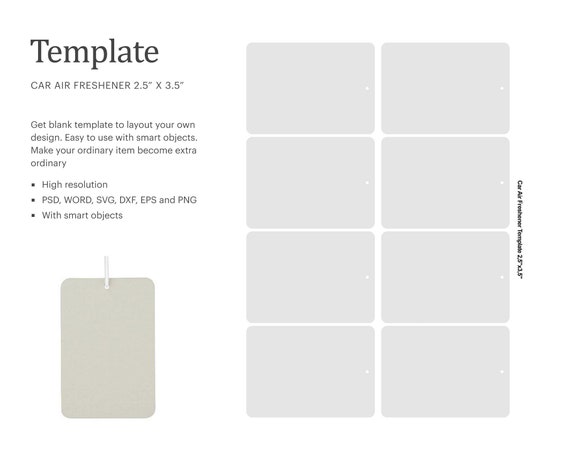 Download Car Air Freshener Blank Template 2 5 X 3 5 Etsy