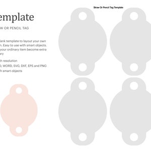 Straw Tag Blank Template, Pencil Tag Blank Template, Party Favor Straw Tag  | Cricut Silhouette | Silhouette Studio | Paper Size Letter