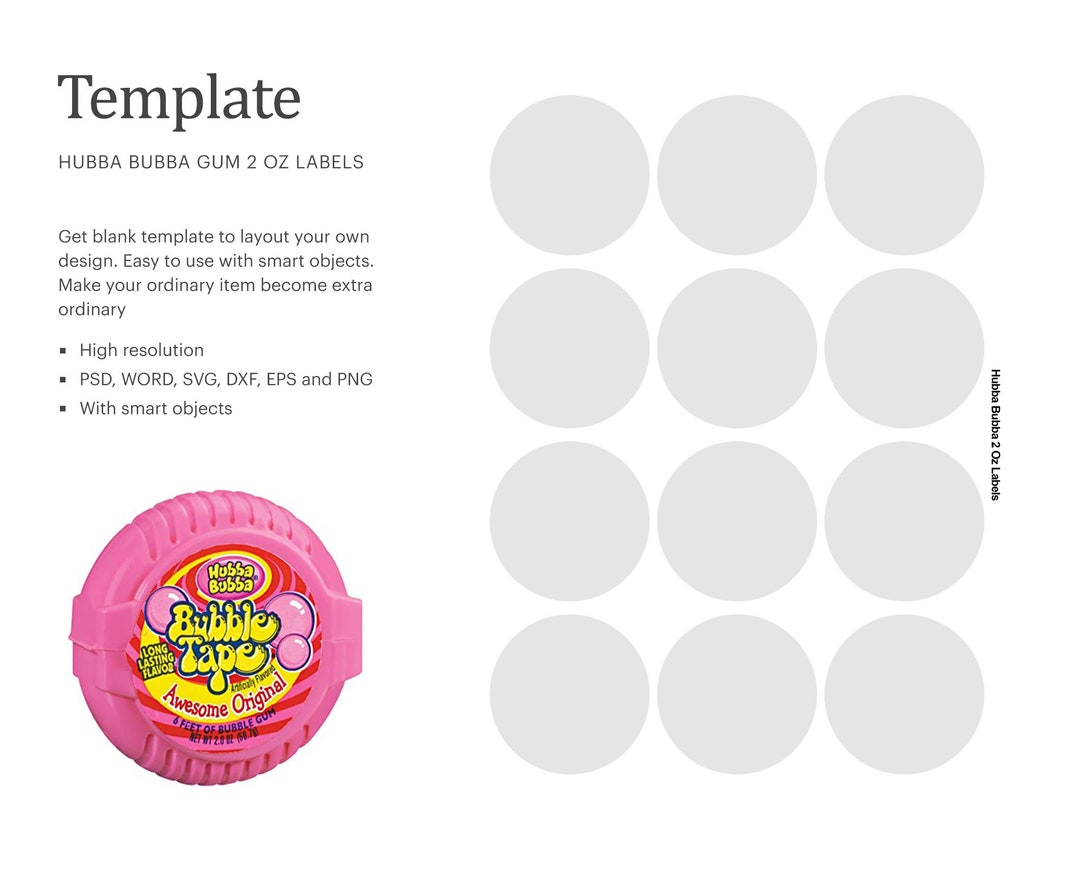 Gum Tape 2 Oz Blank Label Template Party Favor Candy Label Etsy