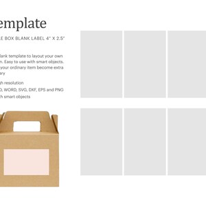 Plantilla de etiqueta en blanco de caja a dos aguas de 4"x2.5", plantilla de etiqueta de caja Kraft / silueta Cricut / estudio de silueta / carta de tamaño de papel