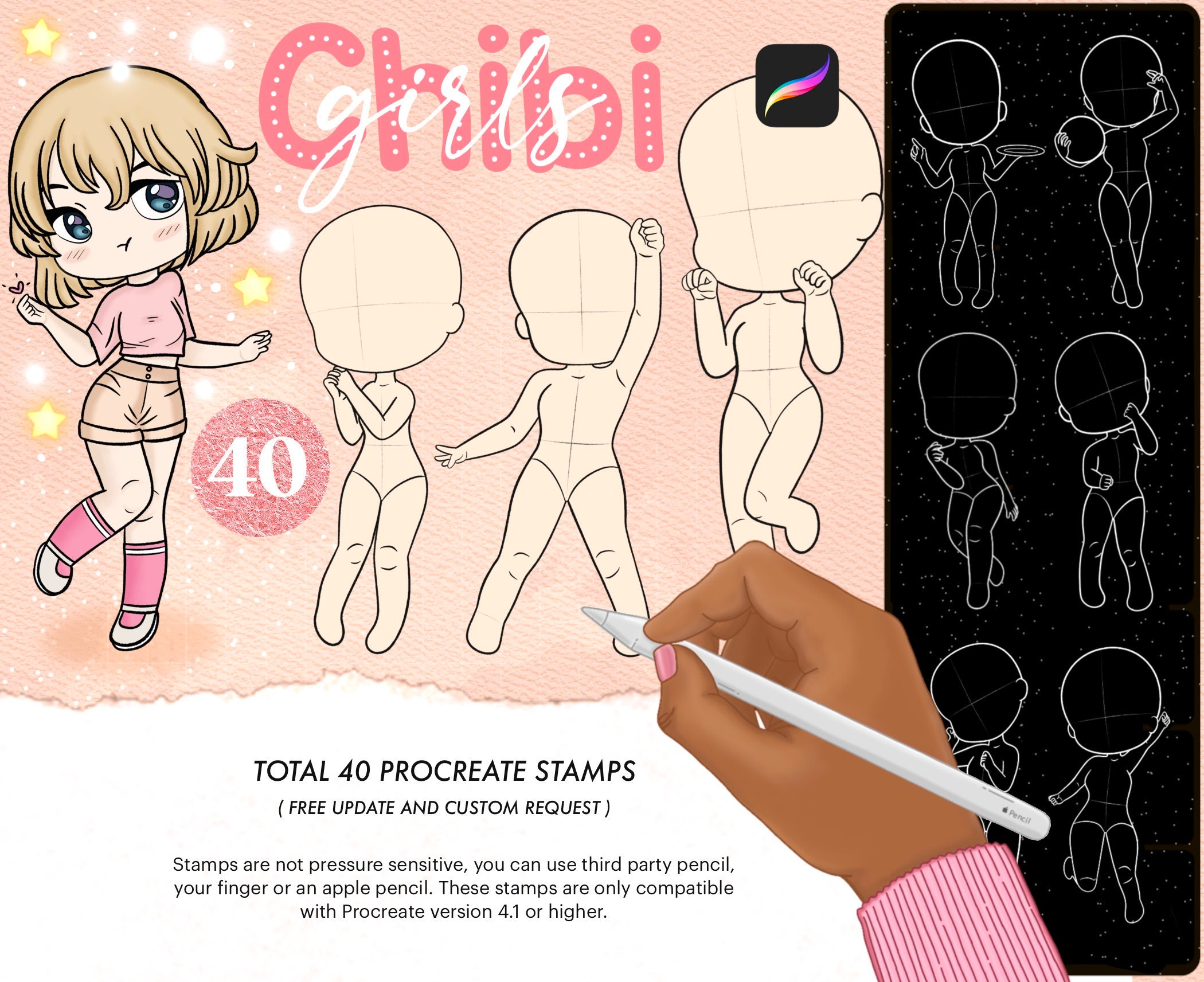 Procreate Chibi Base Chibi Pose Anime Chibi Stamp Guide Chibi Reference  Chibi Doll Procreate Pose Female Character Template P2U Base -  Norway